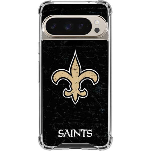 NFL New Orleans Saints Distressed Pixel 9/9 Pro Clear Case